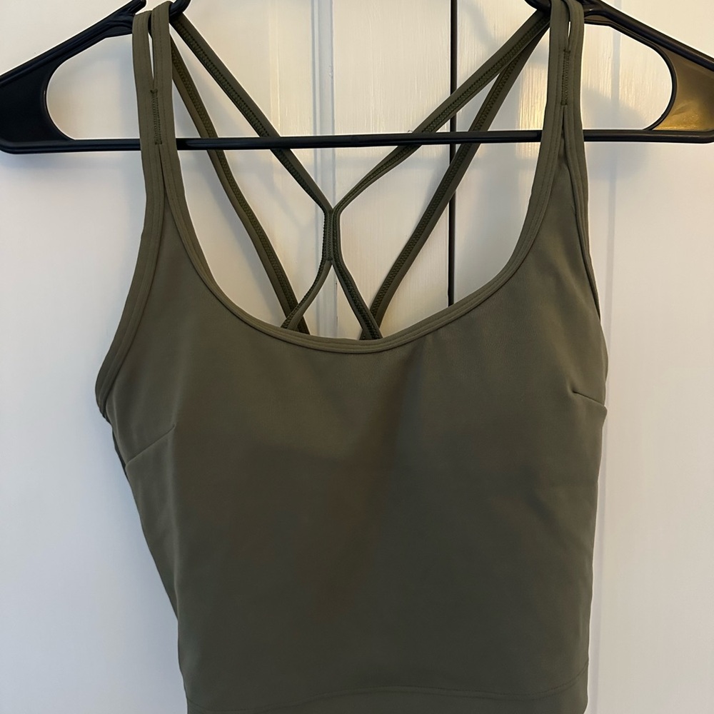 Olive Green Strappy Sports Bra